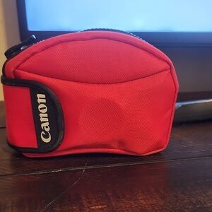 Canon Camera W/ Red Compact Padded Camera Pouch